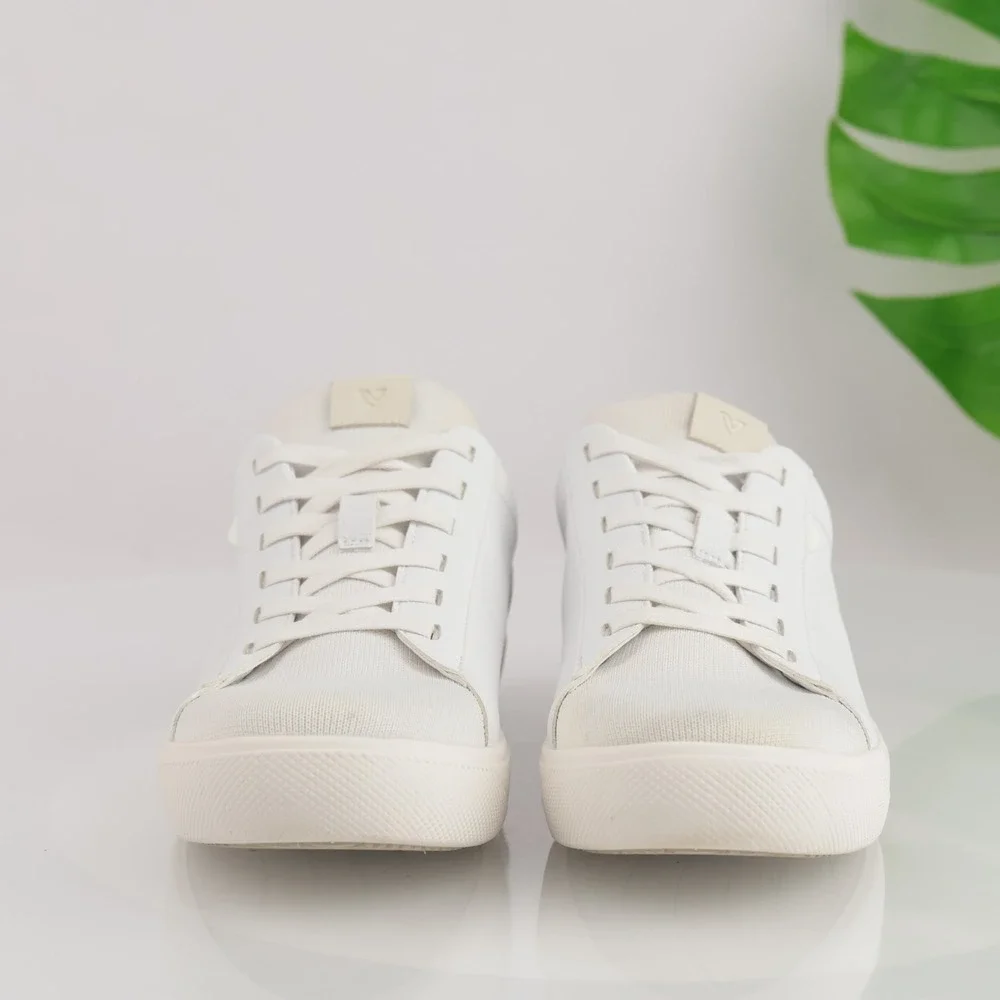Vessi Womens Soho Sneaker Size 8 Waterproof White Tan Vegan Leather Lace Up Shoe